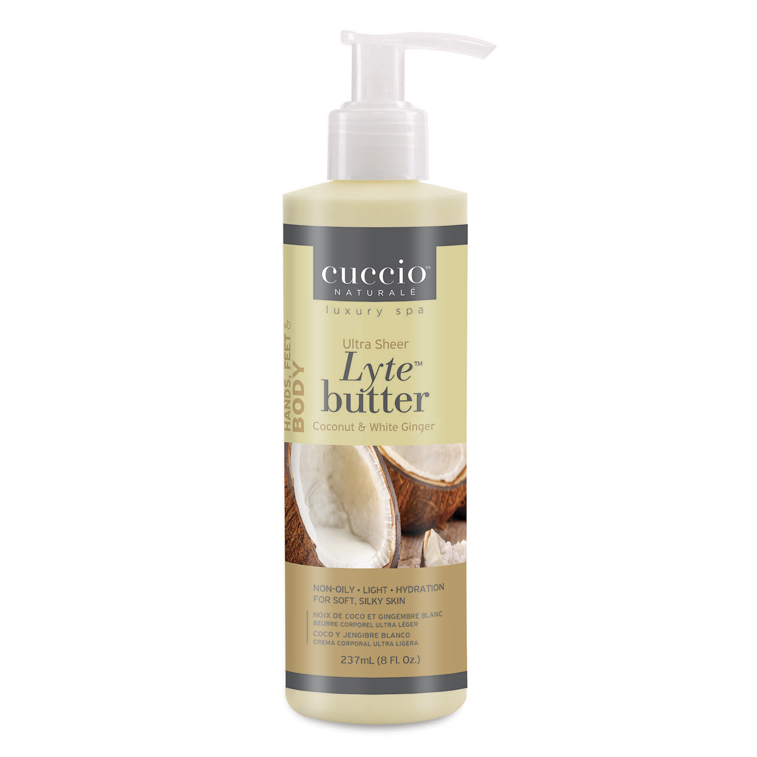 Cuccio -  Lyte Ultra Sheer Body Butter Coconut & White Ginger 8oz