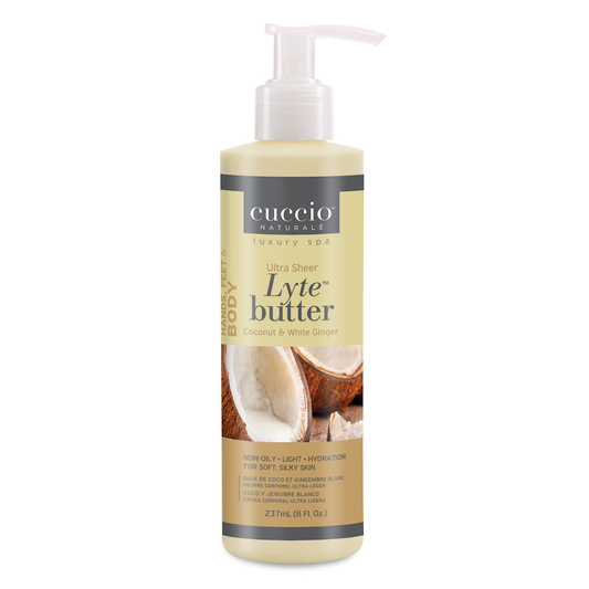 Cuccio -  Lyte Ultra Sheer Body Butter Coconut & White Ginger 8oz