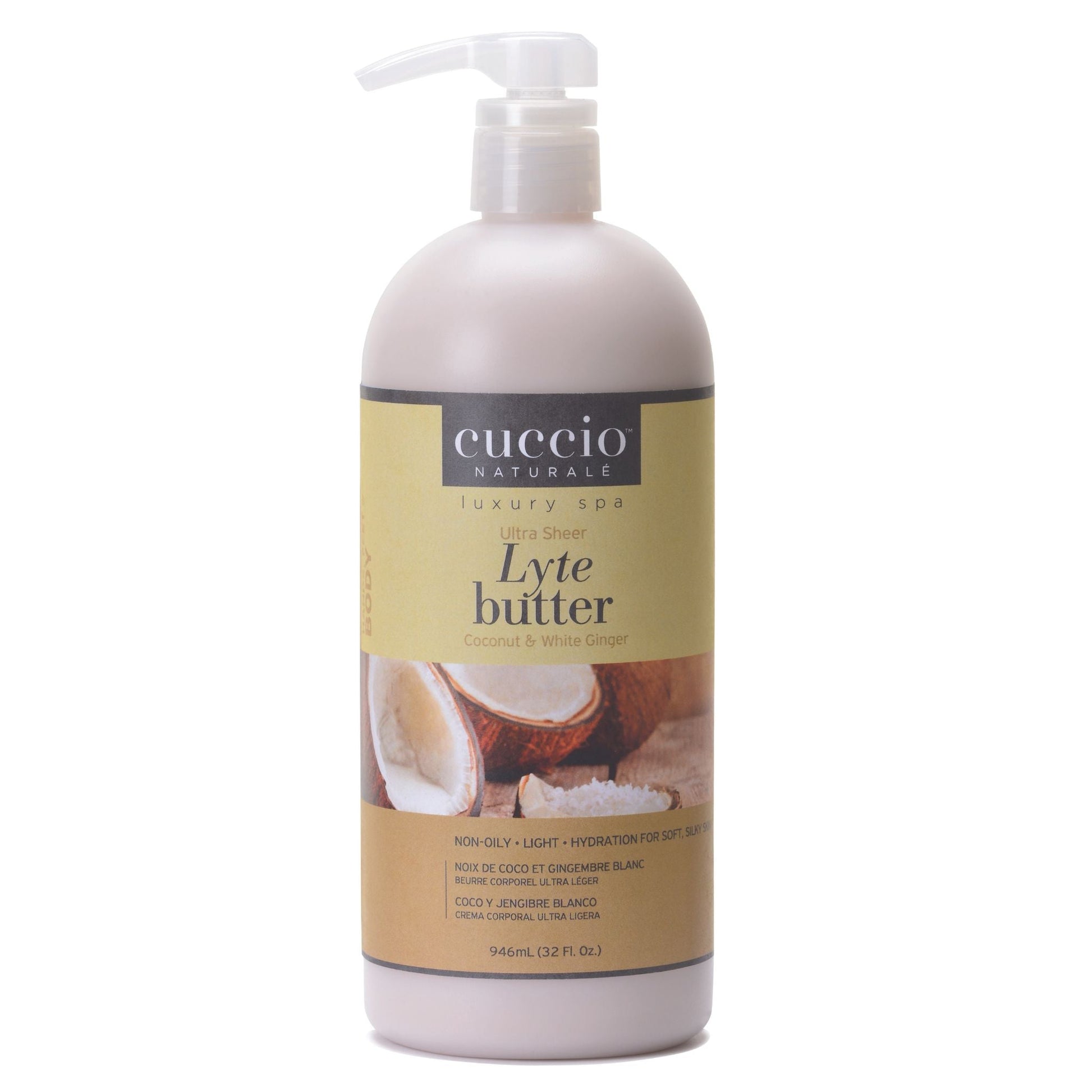 Cuccio -  Lyte Ultra Sheer Body Butter Coconut & White Ginger 32oz