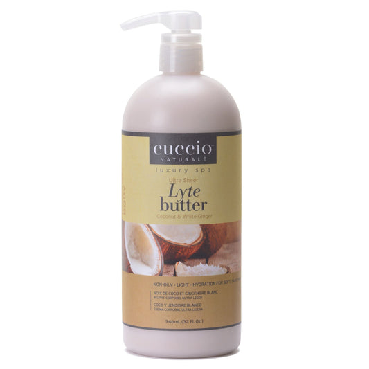 Cuccio -  Lyte Ultra Sheer Body Butter Coconut & White Ginger 32oz